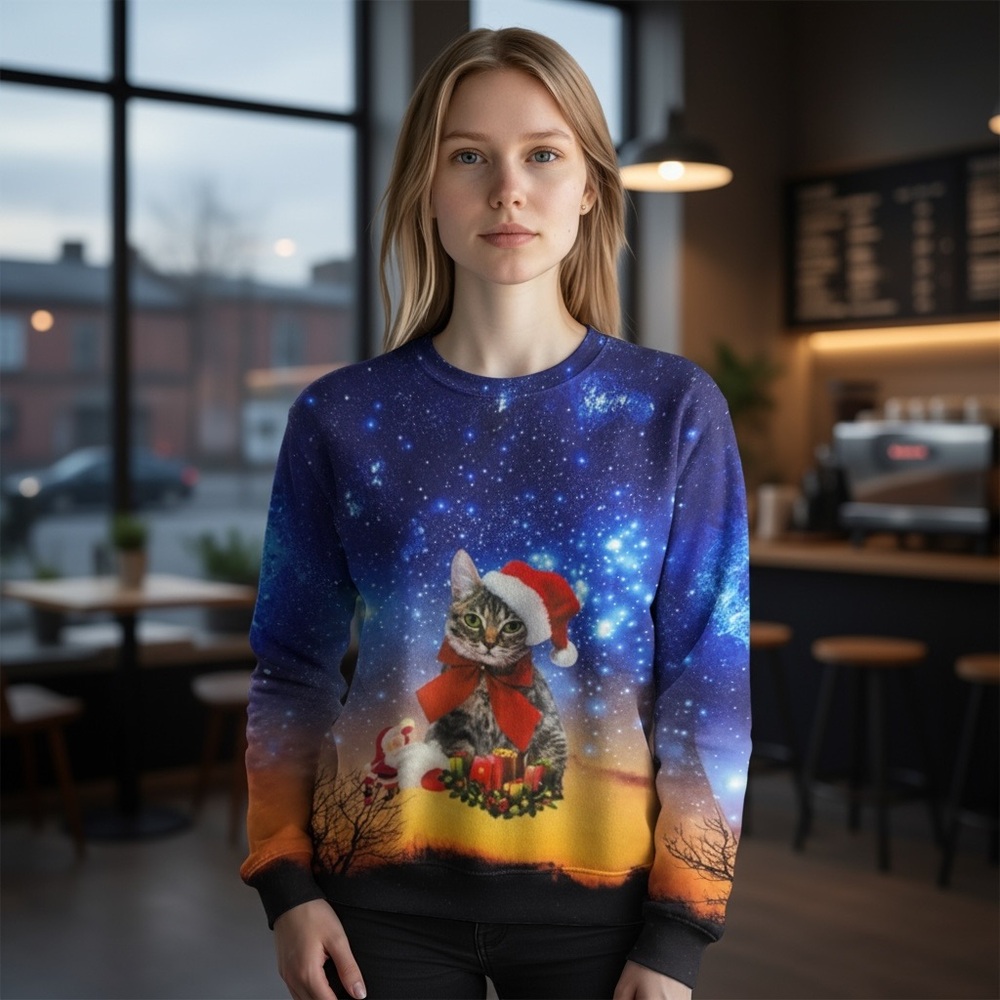 SSLR Women’s Cat Christmas Sweater - Size Medium